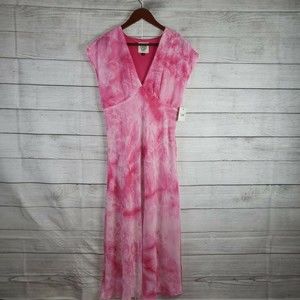 NWT Sage Collective Womens Bright Pink Tie-Dyed A-Line Chiffon Midi Dress Sz 10